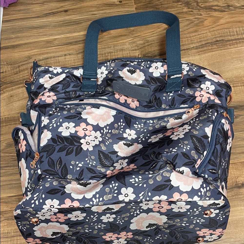 Floral Women's Diaper Bag in Blue and Pink